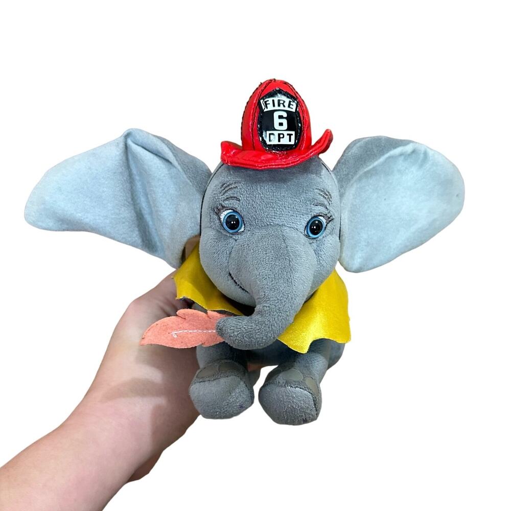Disney Dumbo Elephant Plush Firefighter Hat Movie Live Action Stuffed Animal